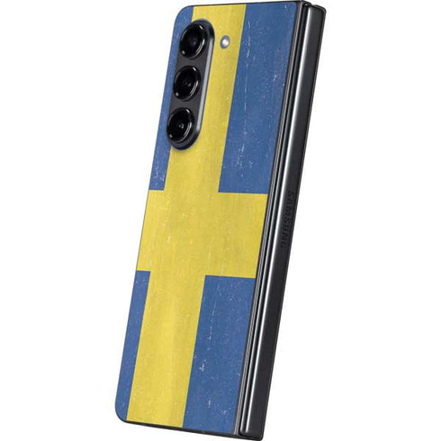 Sweden Flag Distressed Galaxy Z Fold5 5G Skin